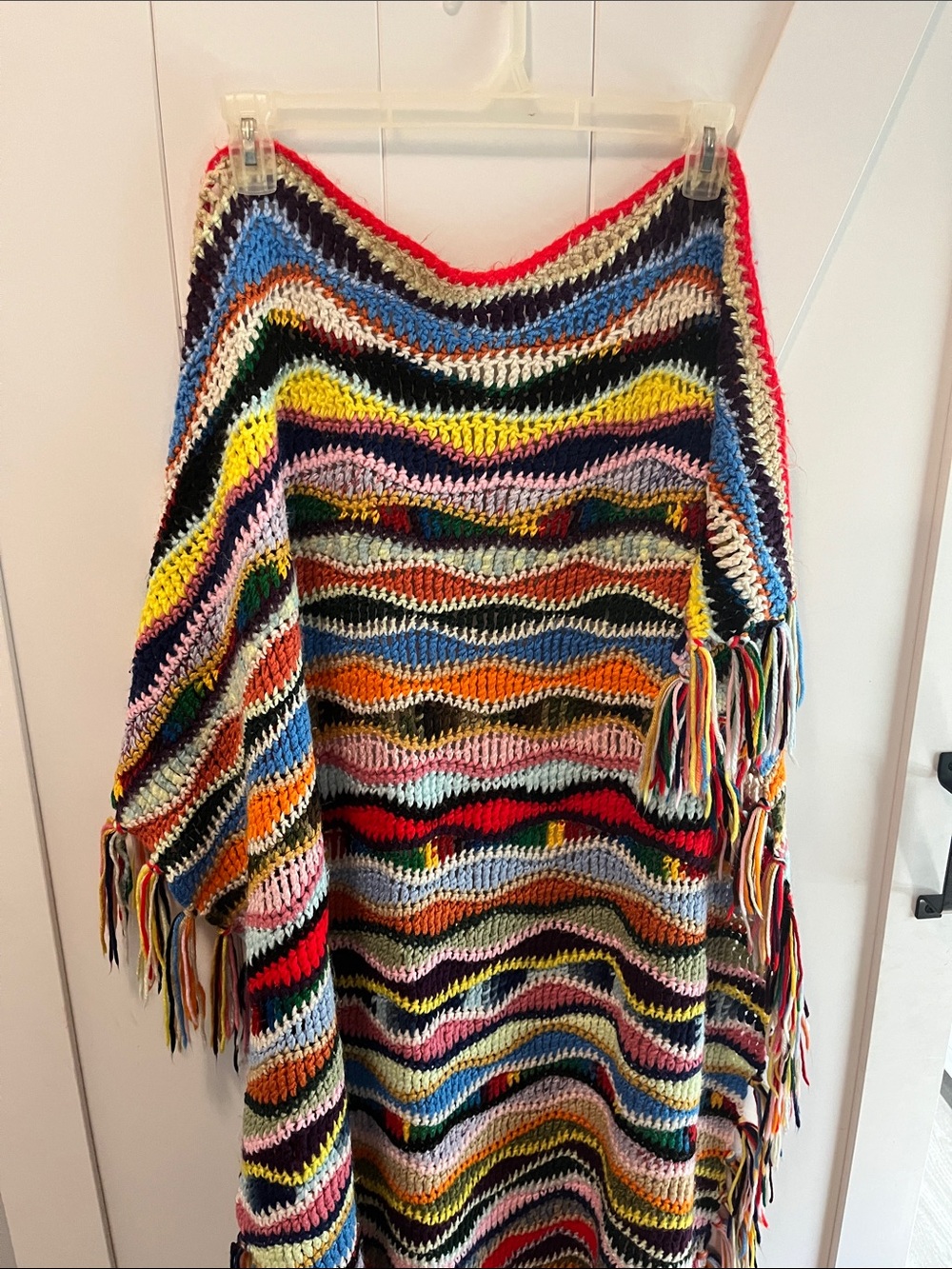 Multicolor Crochet Fringe Throw Blanket - Picture 2 of 5